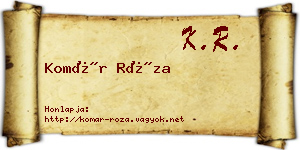Komár Róza névjegykártya